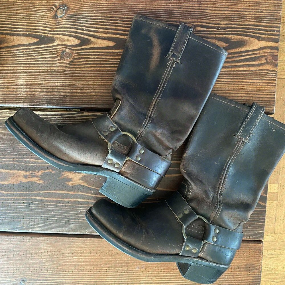 Classic Frye Harness 12R Motorcycle Boots in brown leather Women's Size 7.5